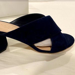 Sandro Paris Navy Suede Mules with Star Studs